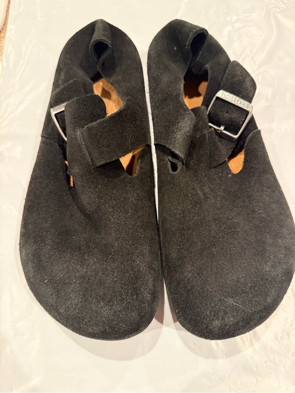 Birkenstock London Women's Black Suede Clog Mules with Buckle size 41 new